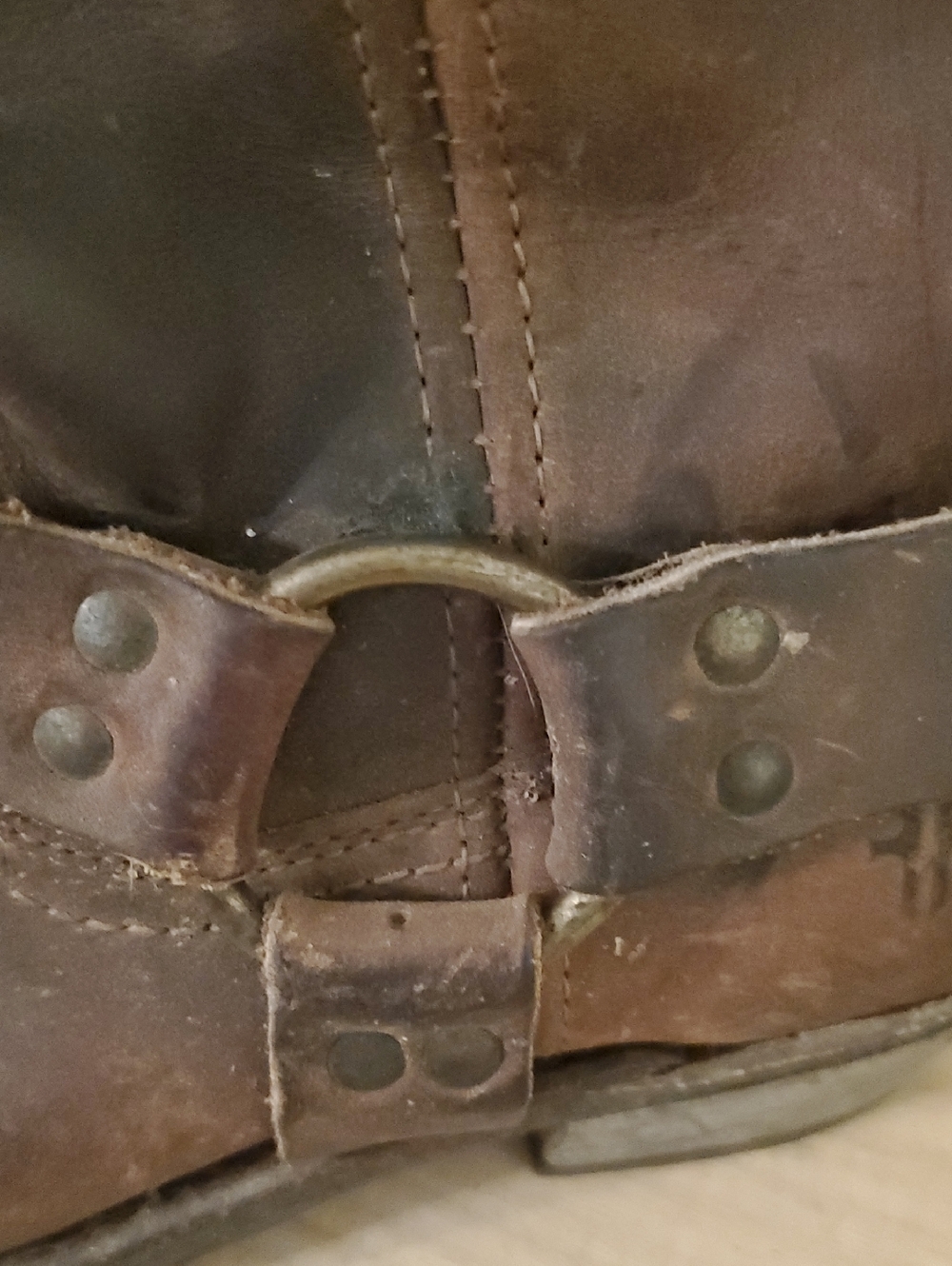 Frye | Brown Leather Women's Motorcycle Harness Square Toe Boots - Size: 7.5 - Picture 8 of 10
